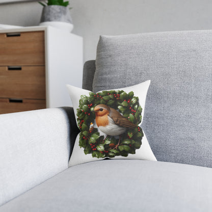 Christmas Robin Sat On A Holly Wreath - UK