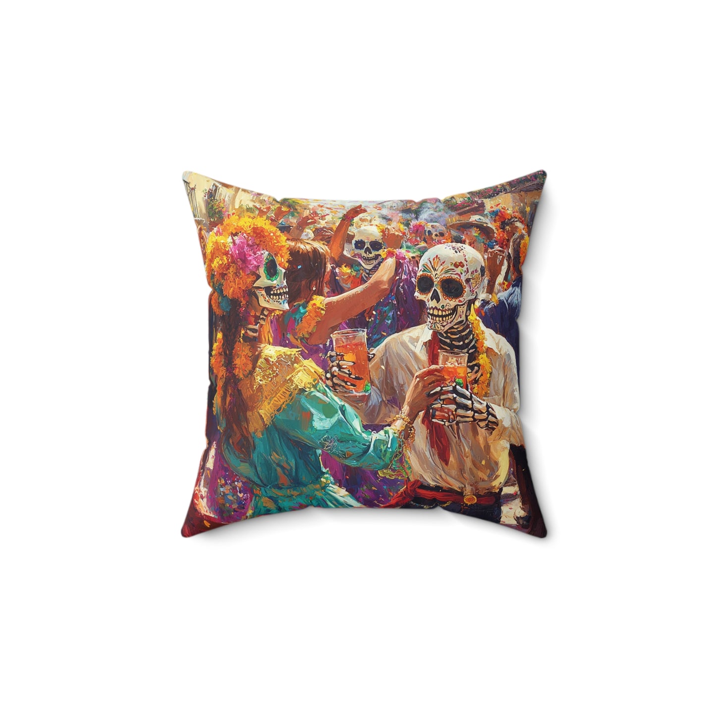 Vibrant Day of the Dead 2 - Decorative Pillow - USA