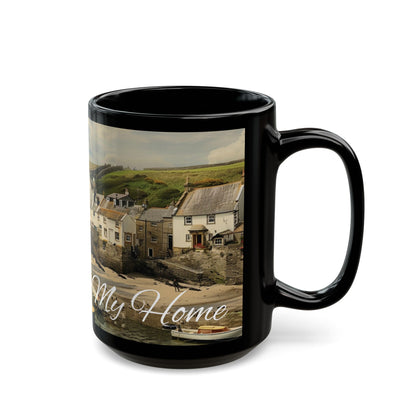 Cosy Black Mug with 'Cornwall' Design - Perfect for Coffee Lovers - UK
