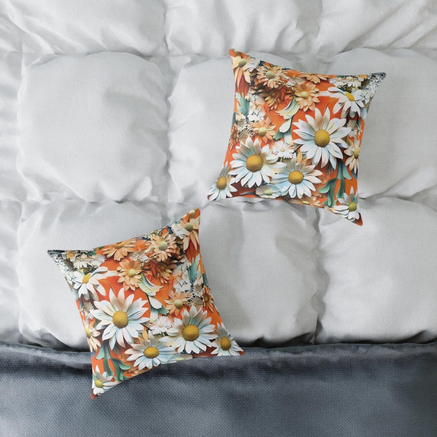 **Daisy Chinoiseries - Square Poly Canvas Pillow UK