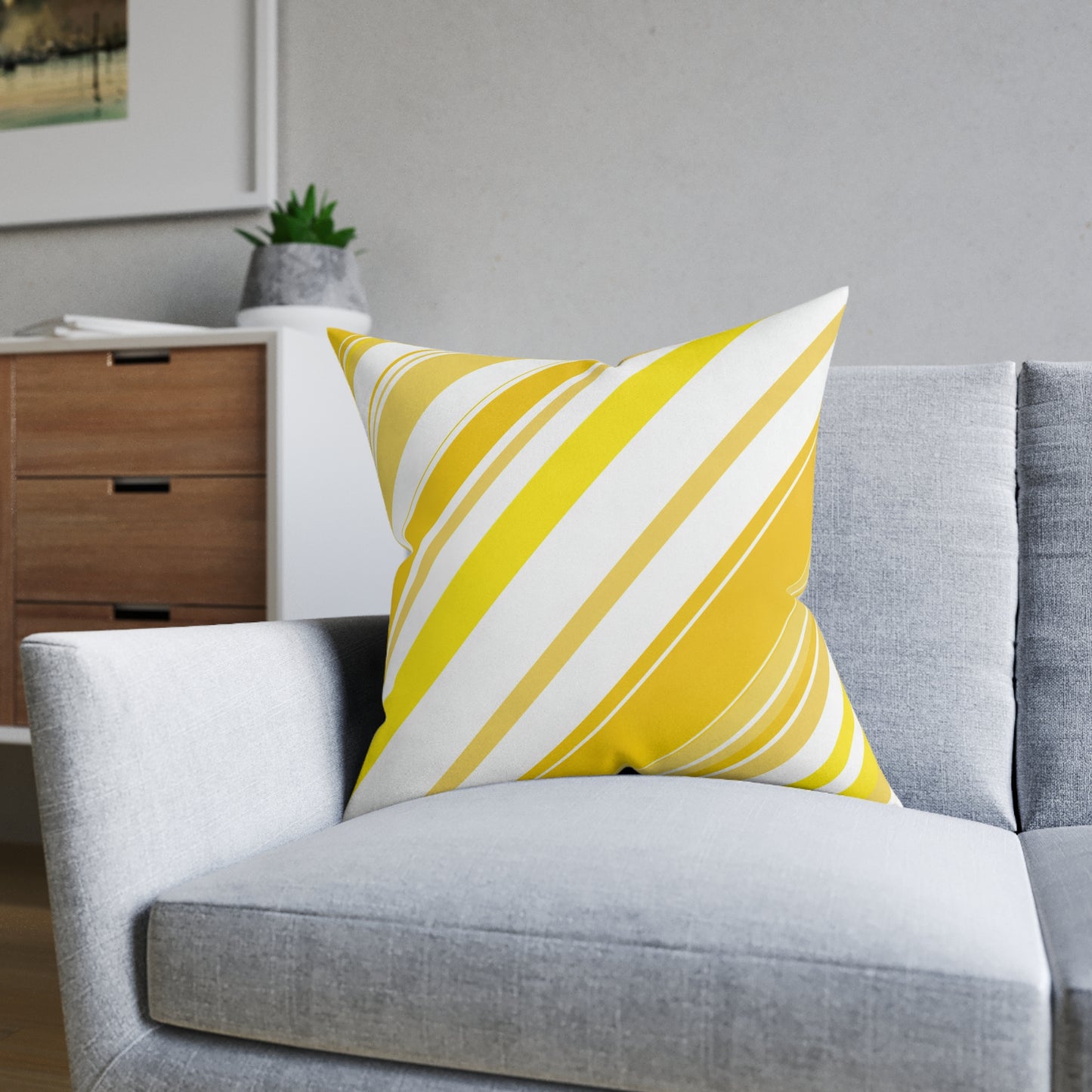Fresh Lemon Stripes - Square Pillow - UK