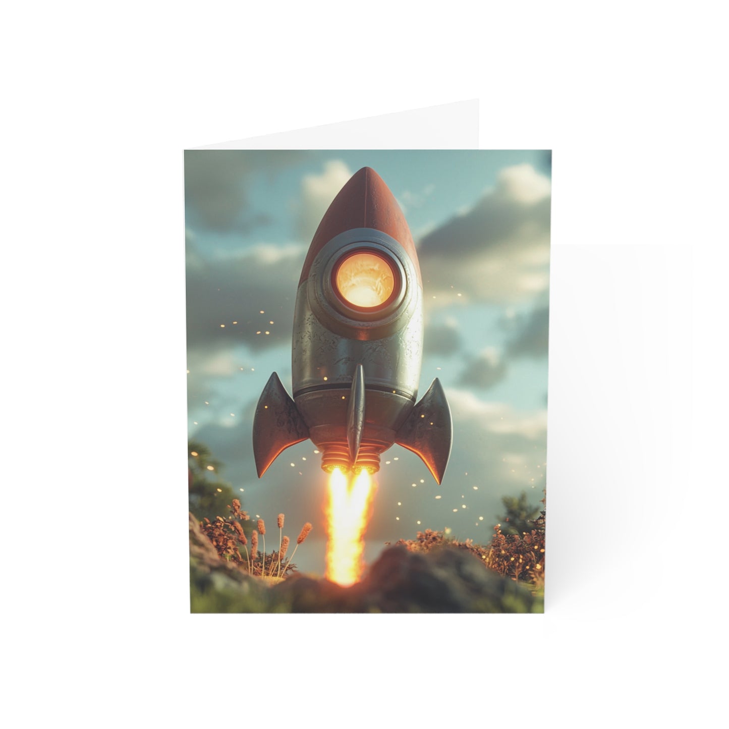Rocket Ship Greeting Cards - Set of 1, 10, 30, or 50pcs for All Occasions - USA