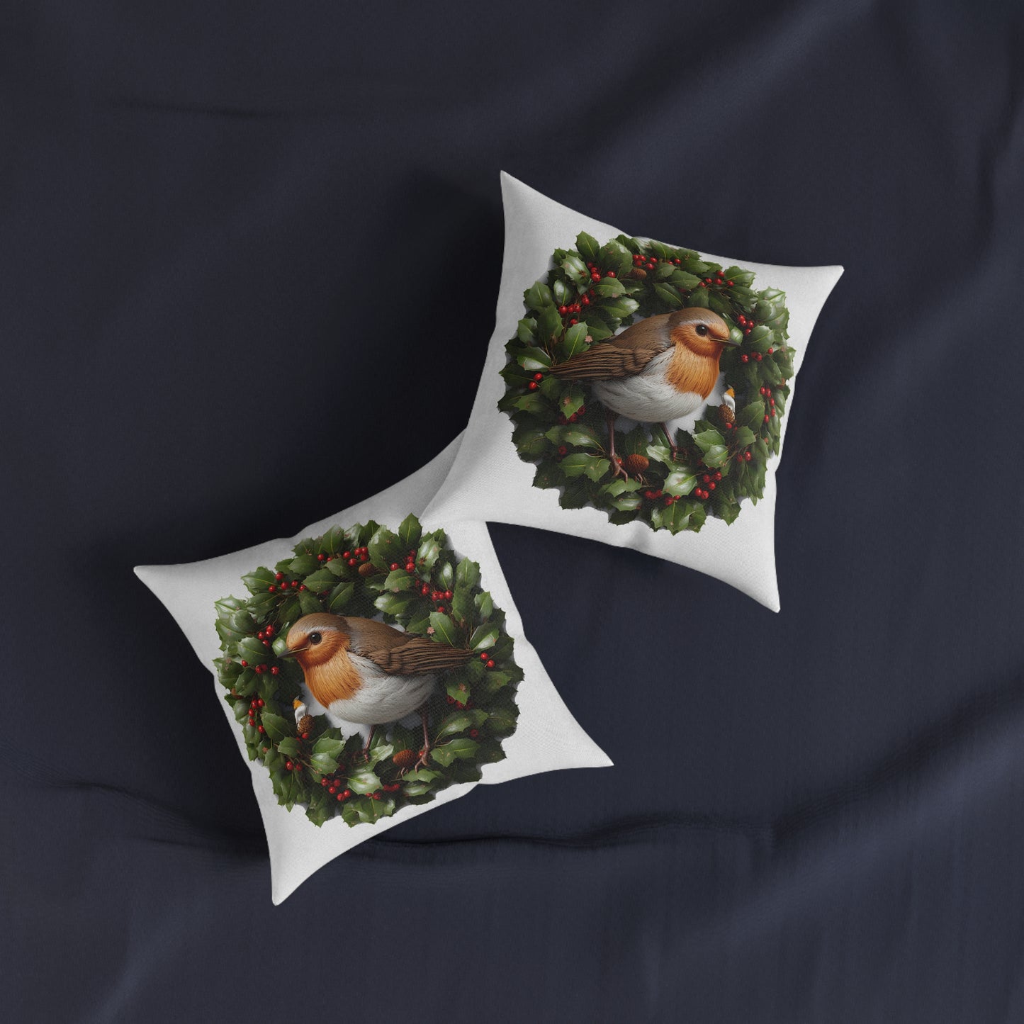 Christmas Robin Sat On A Holly Wreath - UK