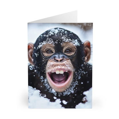 Monkey in The Snow - Blank Card (5 Pack) UK