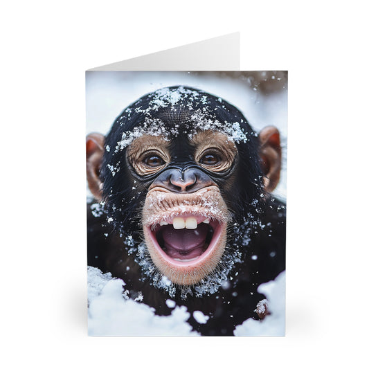 Monkey in The Snow - Blank Card (5 Pack) UK