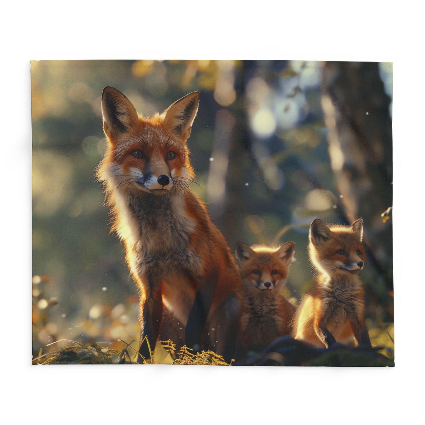 Mother Fox With Cubs Fleece Blanket - UK
