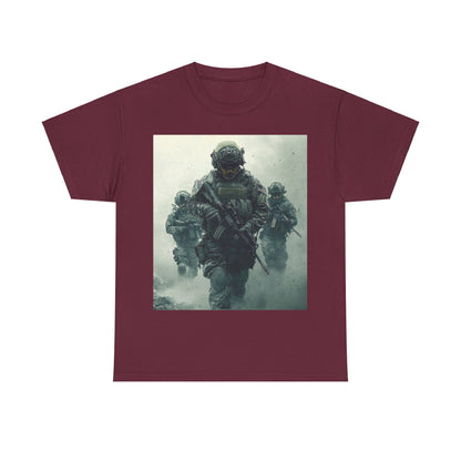 Heavy Cotton Tee - Military Action Print Tee UK