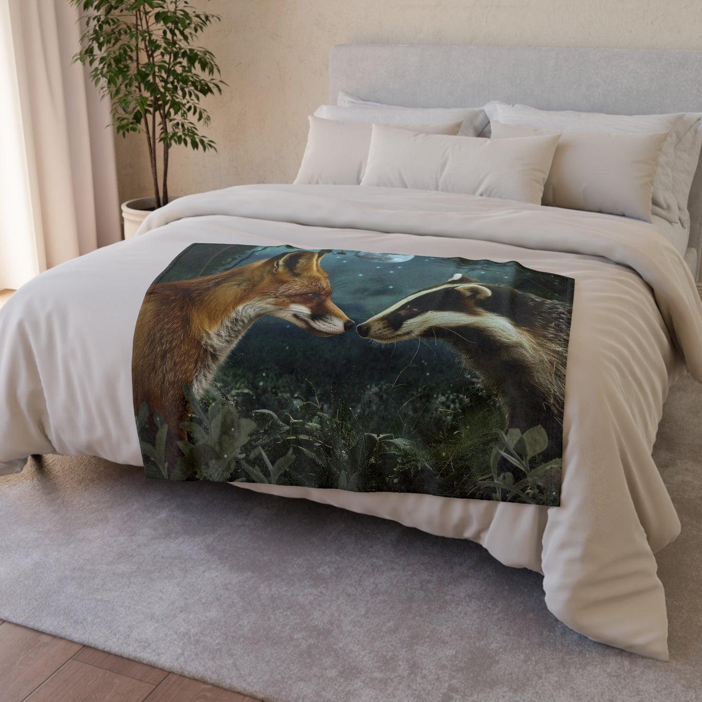 *Fox and Badger Blanket - Soft Polyester Blanket