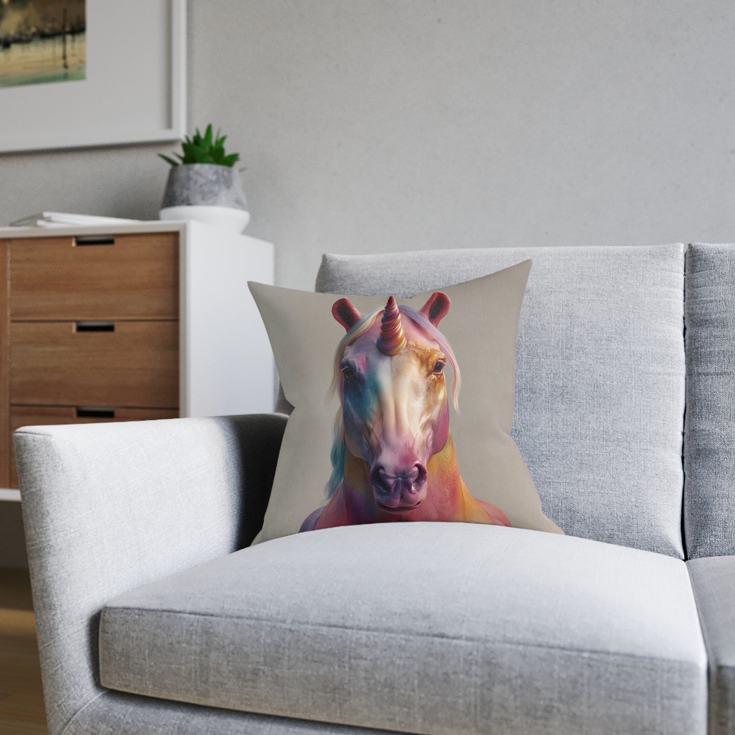 Colourful Magical Unicorn - Square Cushion - UK