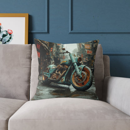 Apocalyptic Motorcycle 2 - Square Poly Canvas Pillow UK