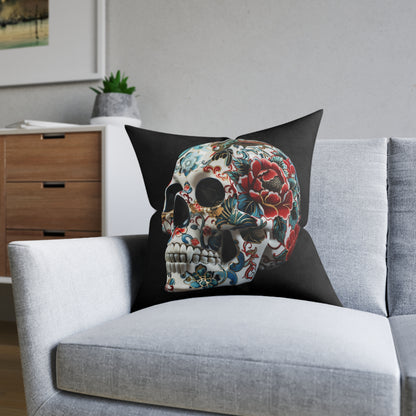 Floral Skull - Square Pillow - UK