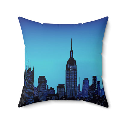 Night Cityscape - Spun Polyester Square Pillow - USA
