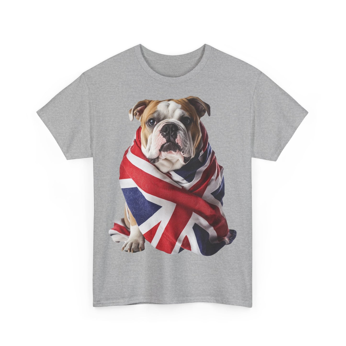 British Bulldog In Union Jack - Unisex Heavy Cotton Tee - Cute Dog Lover Gift UK
