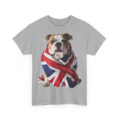 British Bulldog In Union Jack - Unisex Heavy Cotton Tee - Cute Dog Lover Gift UK