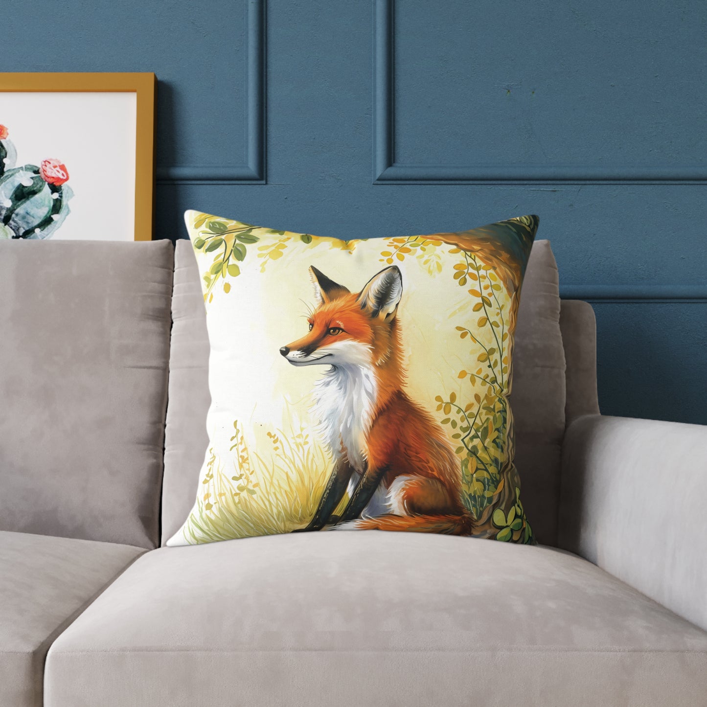 Cute Foxes - Square Poly Canvas Pillow - UK