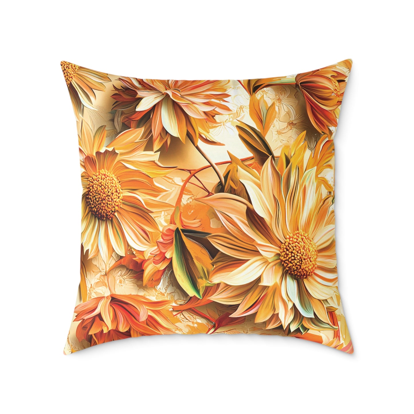 **Flowers Chinoiseries - Square Poly Canvas Pillow UK