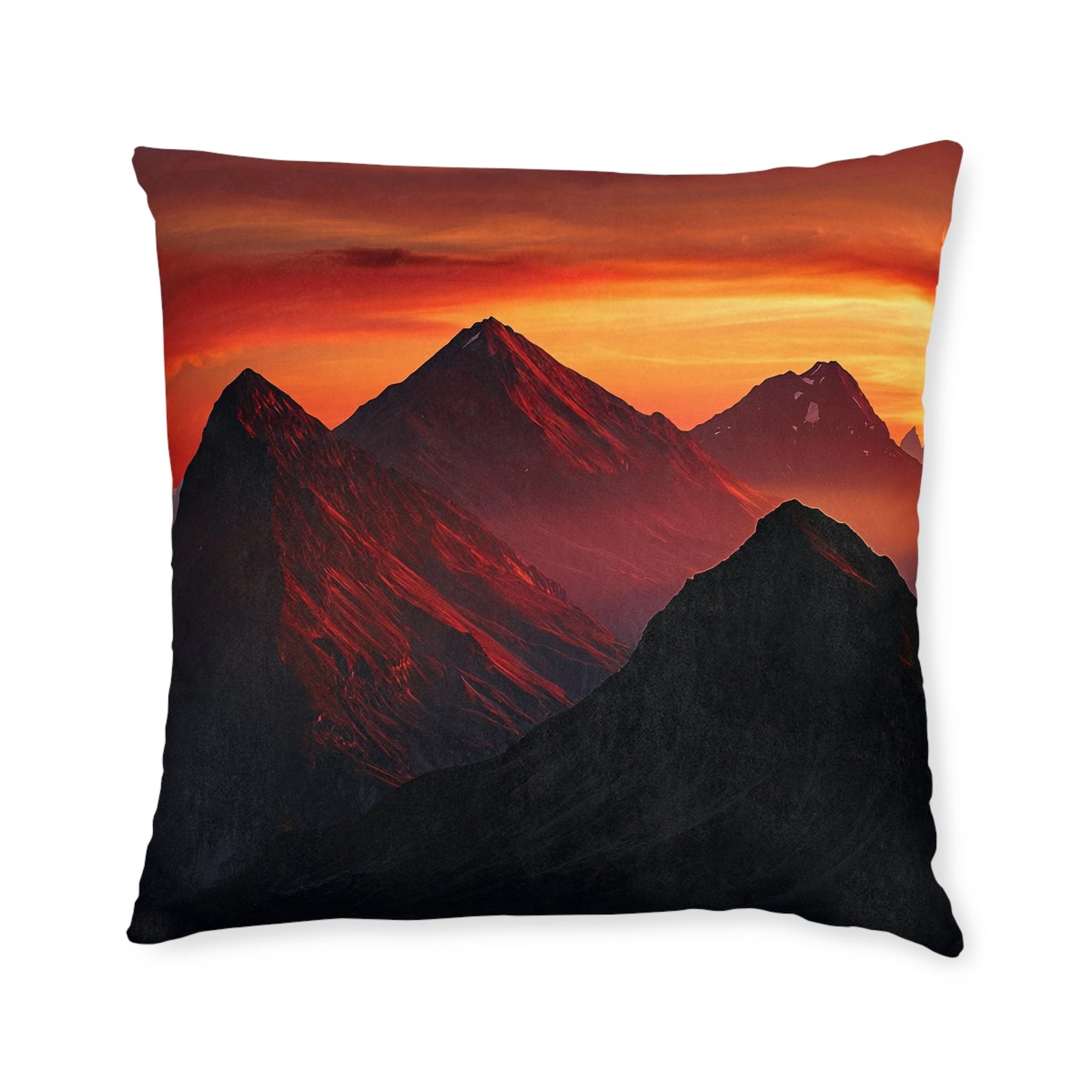 Sundown Over The Peaks - Square Pillow - UK
