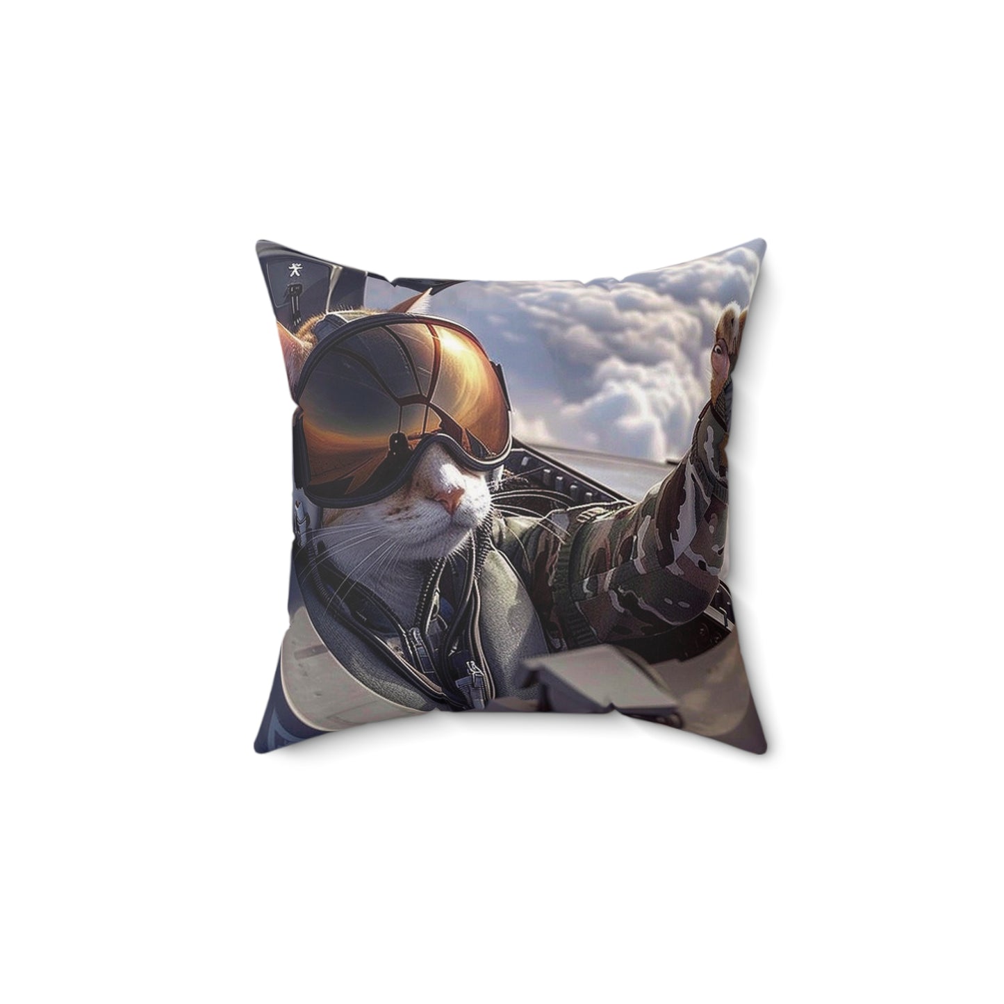Top Gun Cat - Spun Polyester Square Pillow - USA