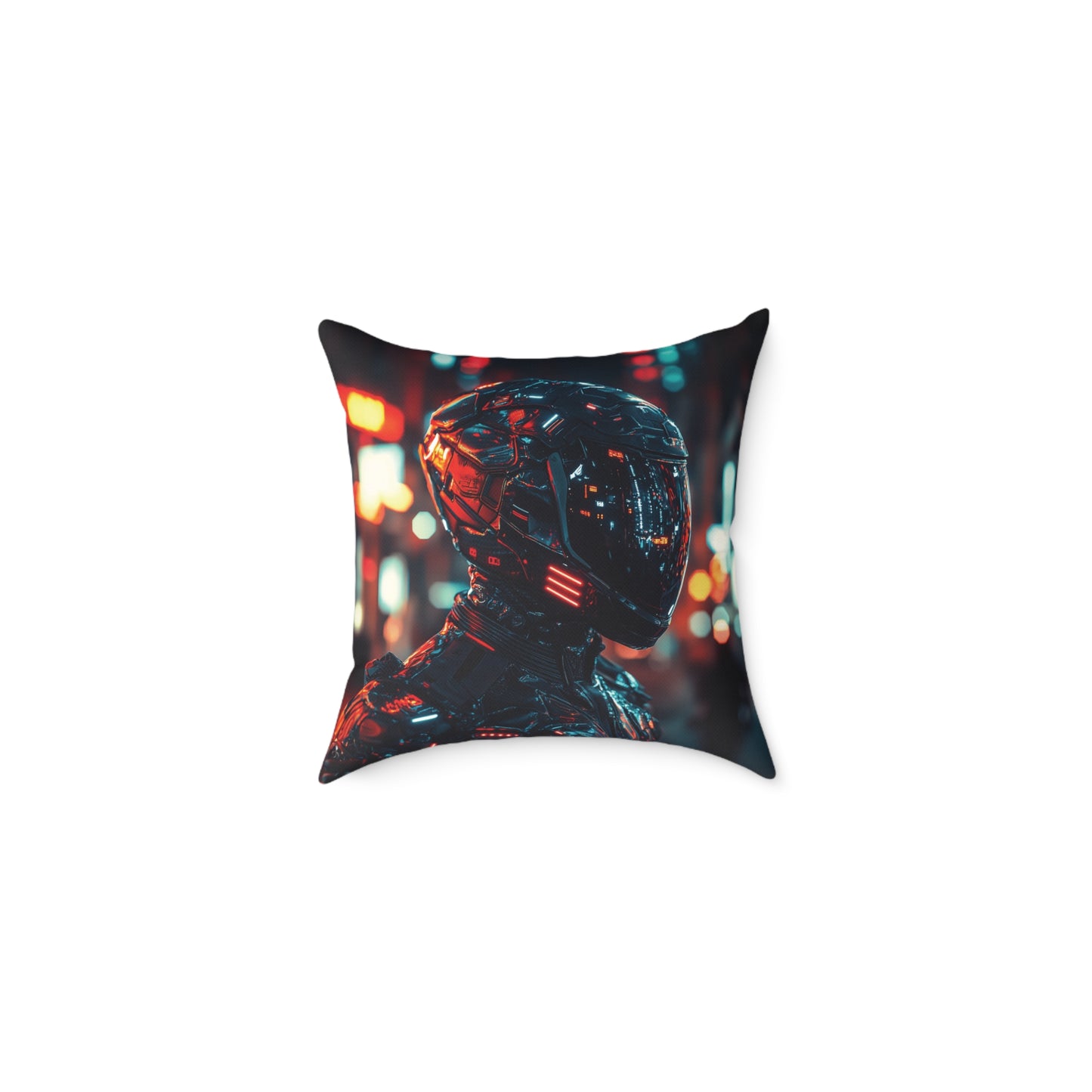 Cyber Biker 1 - Square Poly Canvas Pillow UK