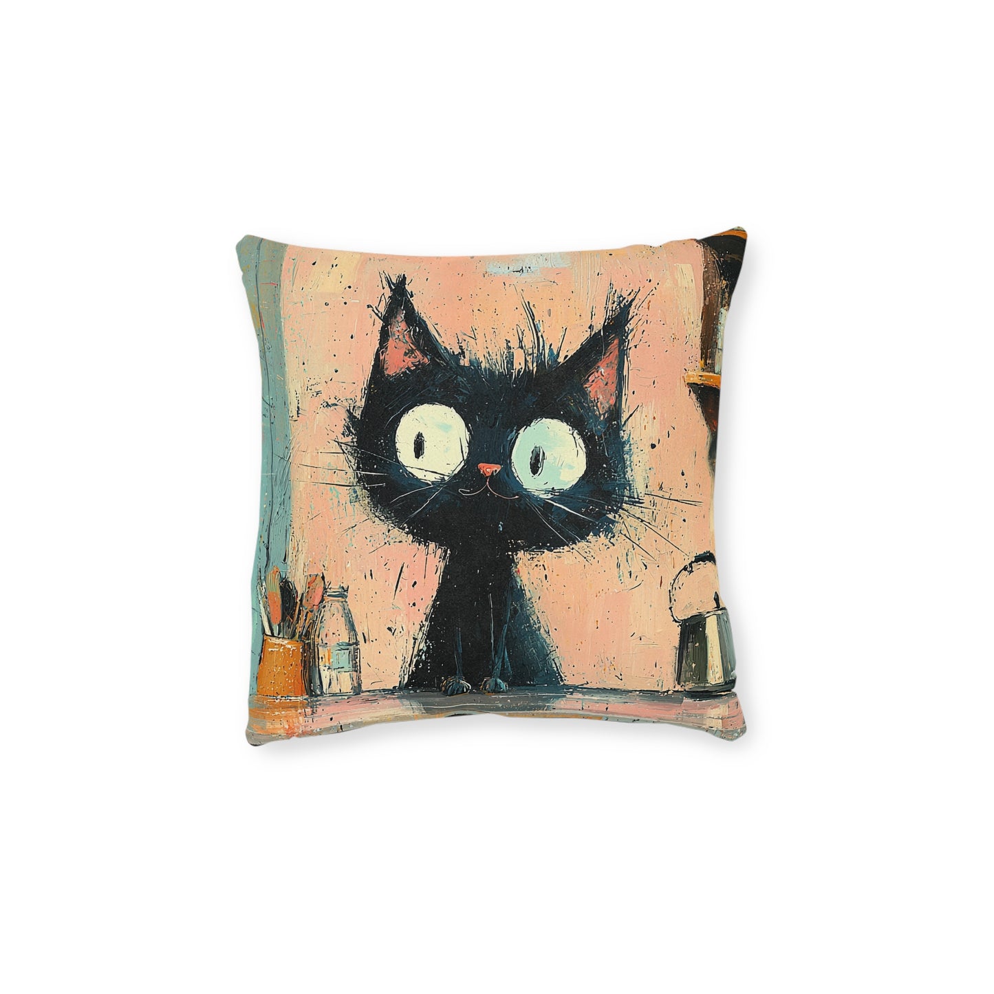 Scruffy Cat 2 -Square Cushion - UK